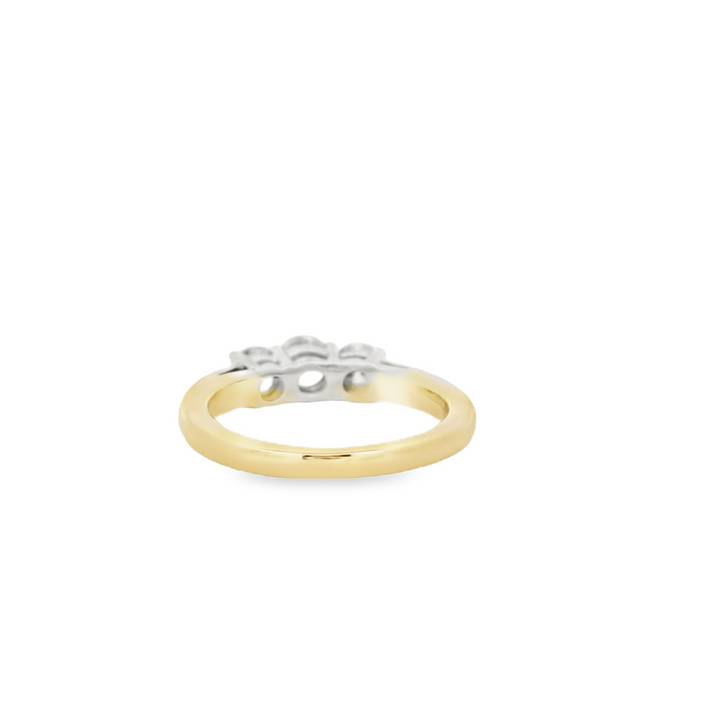 14KG Two Tone Gold 0.36ctw. Diamond Three Stone Estate Engagement Ring