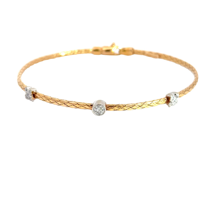 Estate 14KG Rose Gold Diamond Bangle Bracelet