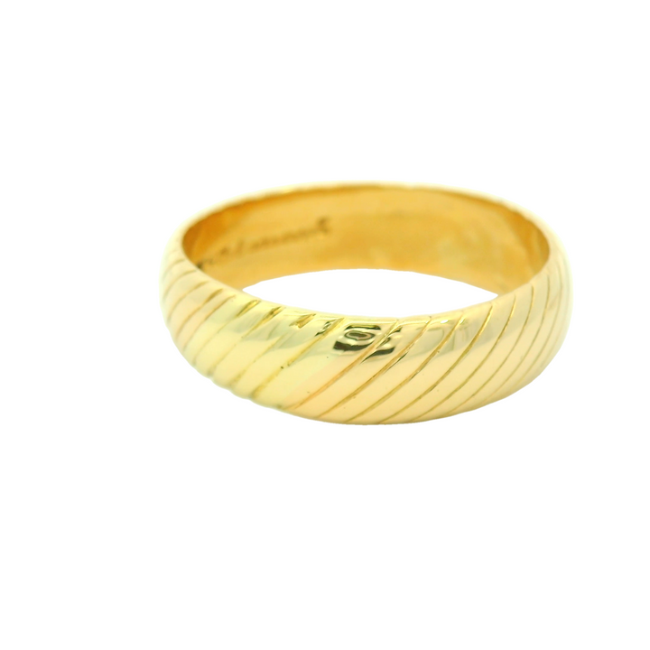 14K Yellow Gold 7mm Engraved Estate Men's Wedding Band Size 14.5