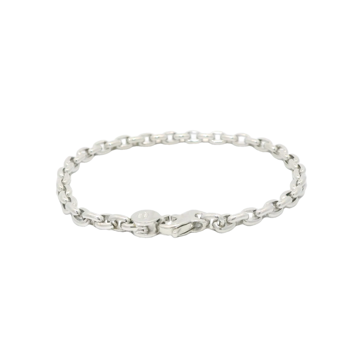 6.25 inch 14KG White Gold Estate Oval Link Bracelet