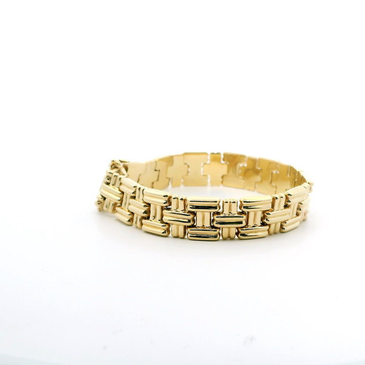 Estate 14K Yellow Gold Textured Basket Weave Bracelet, 7.25 inch