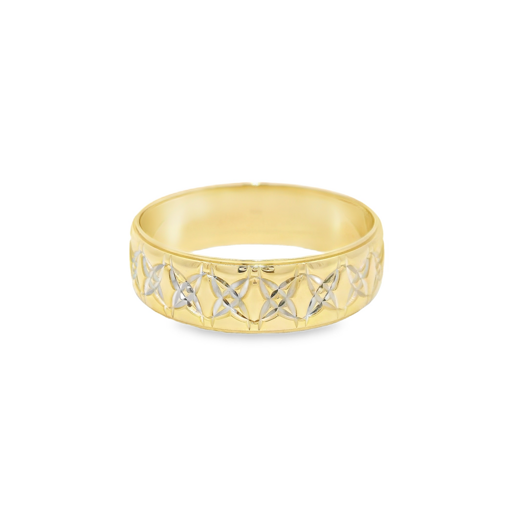 14K Yellow Gold 7mm Engraved Estate Men's Wedding Band Size 12.5