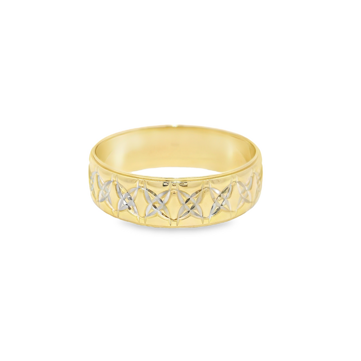 14K Yellow Gold 7mm Engraved Estate Men's Wedding Band Size 12.5