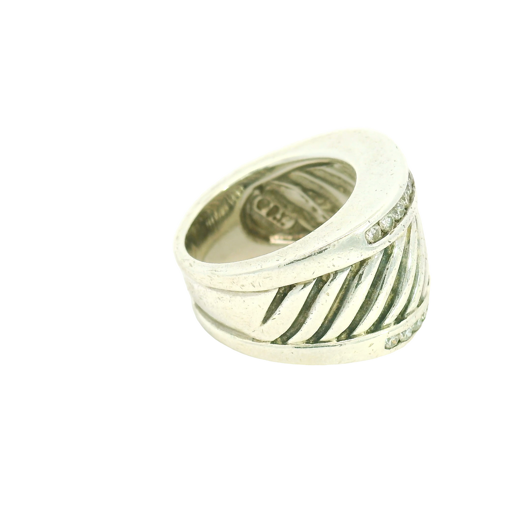 Sterling Silver Estate Accented Gemstone Ring set with 24 Diamonds total stone weight measures 0.5 ctw.