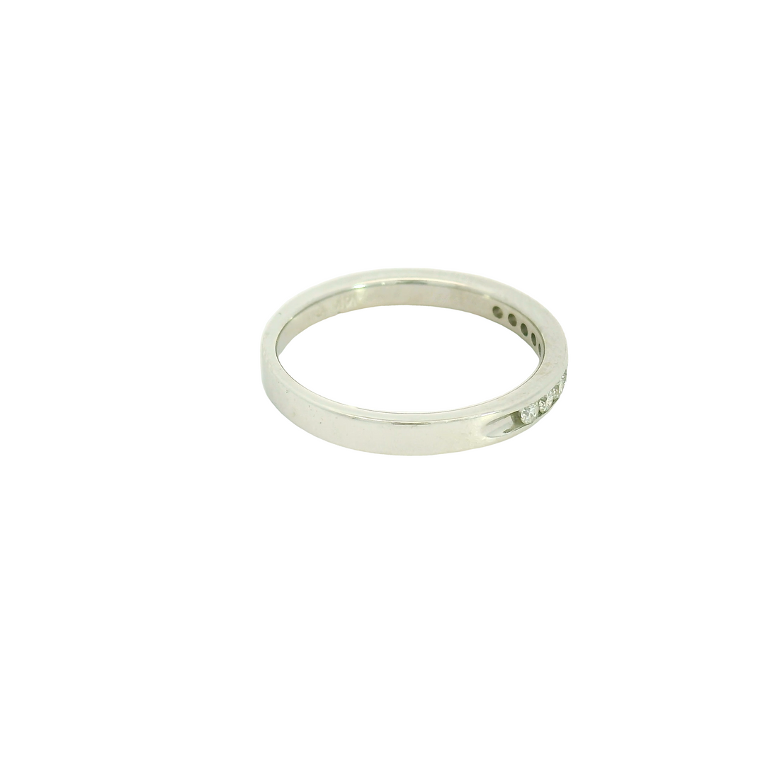 14K White Gold Estate Channel Set, Estate Anniversary Band set with 10 Diamonds total stone weight measures 0.2 ctw.