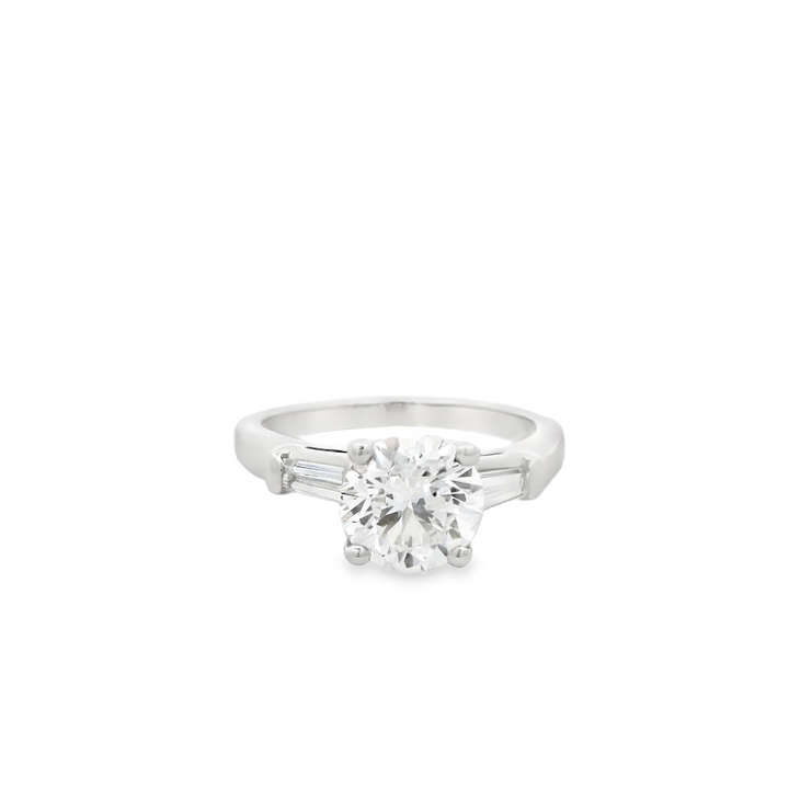 Platinum 1.74ctw. Diamond Three Stone Estate Engagement Ring