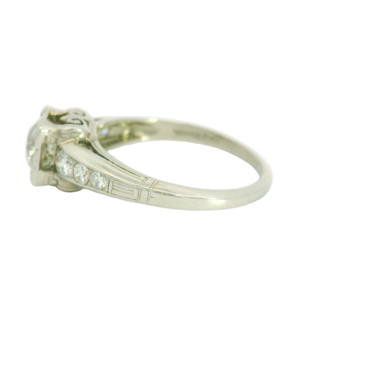Platinum White Gold Estate Estate/Vintage, Tapered shank, Solitaire Engagement Ring Total diamond weight for ring measures 0.9 ctw.