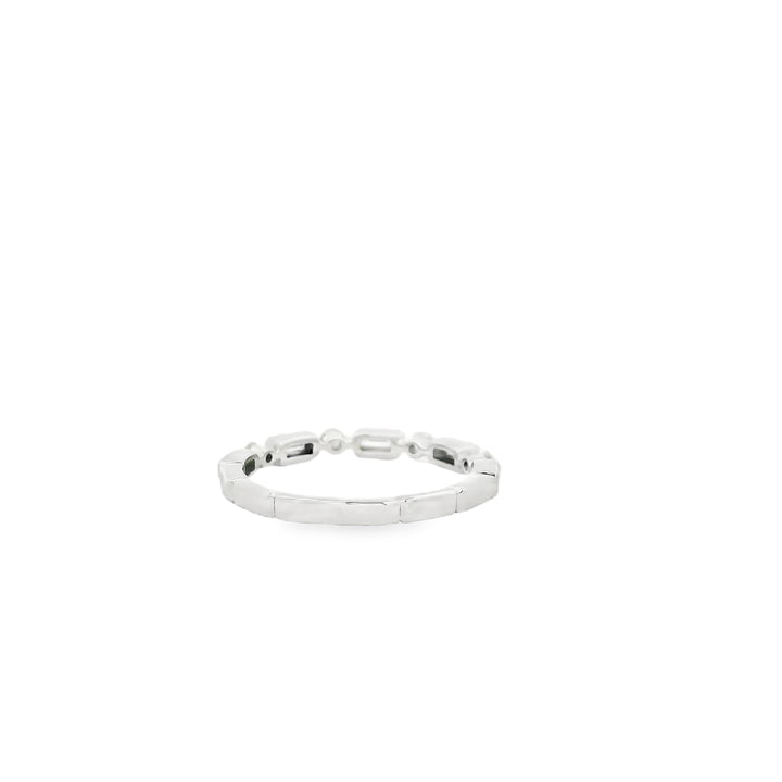 14K White Gold Alternating Anniversary Band set with 5 Baguette Diamonds, 0.23 ctw and 4 Round Diamonds, 0.16 ctw