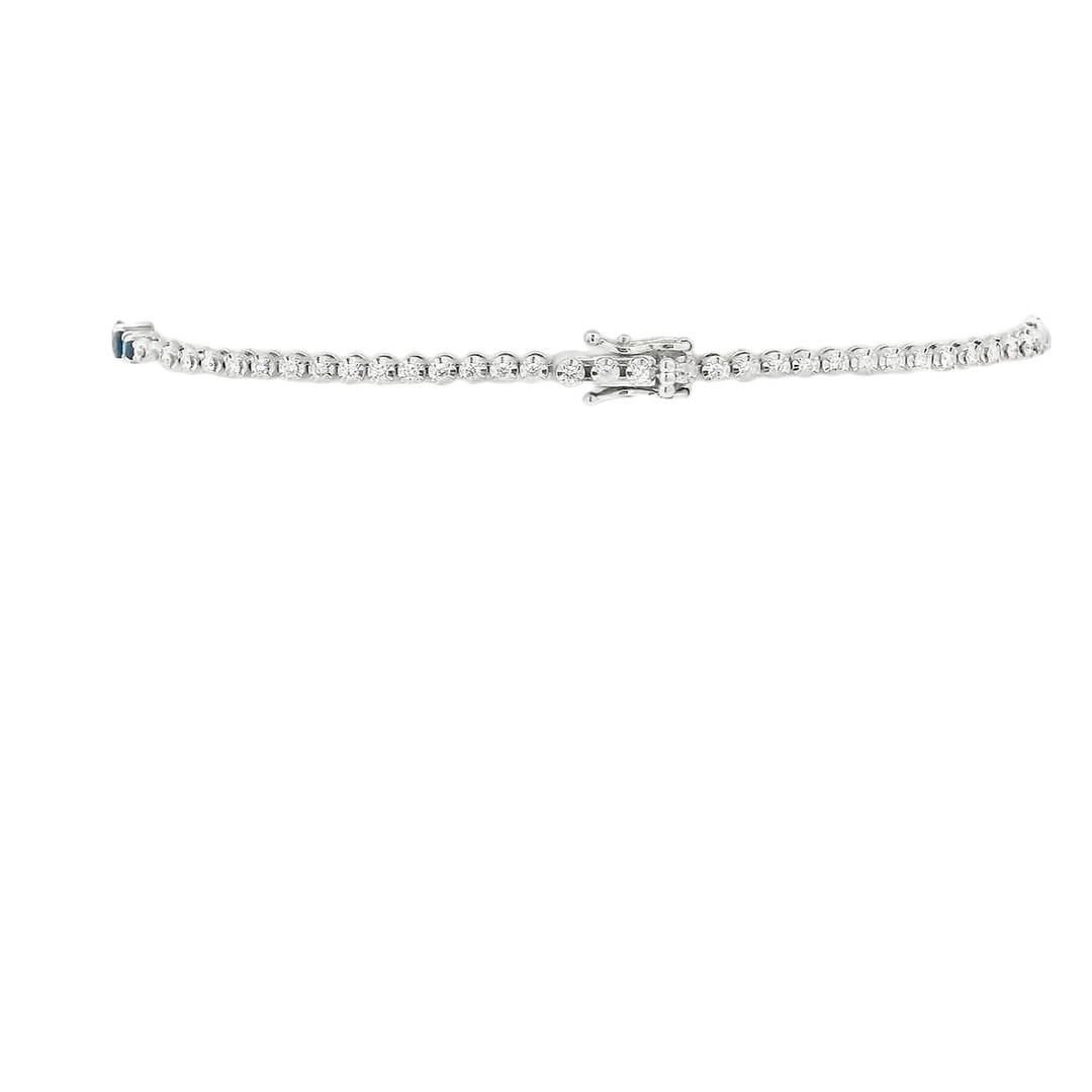 14K White Gold Line Bracelet set with 9 0.90 Ctw. Round Sapphires(s) Total stone weight for bracelet measures 1.38 ctw.