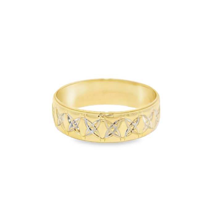 14K Yellow Gold 7mm Engraved Estate Men's Wedding Band Size 12.5