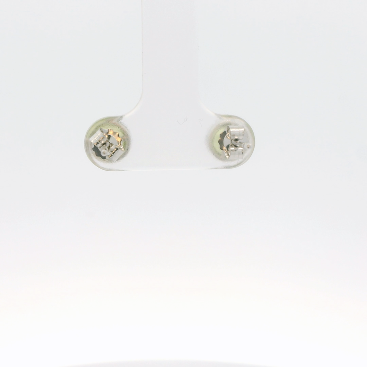 14K White Gold Stud Earrings set with 2 Round Peridot, 1.00 ctw