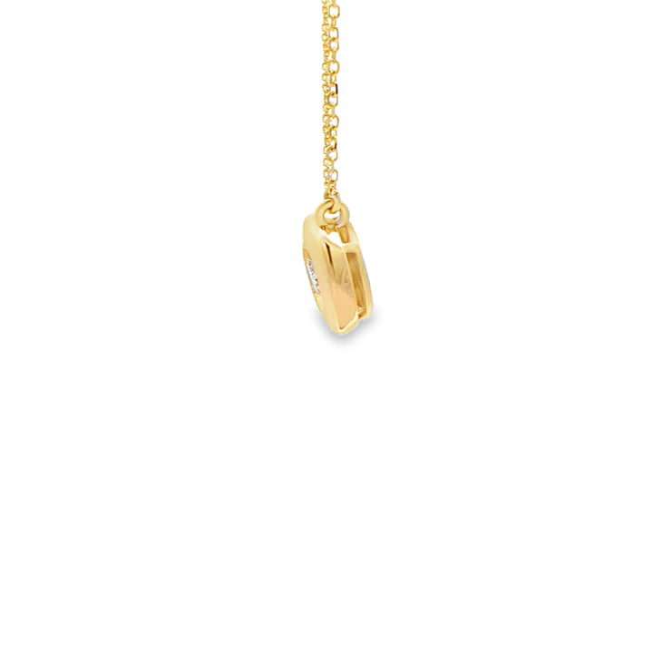 14K Yellow Gold Bezel Diamond Pendant with 1 Round Diamond, 0.28 ct on a Cable Chain, 18 inches