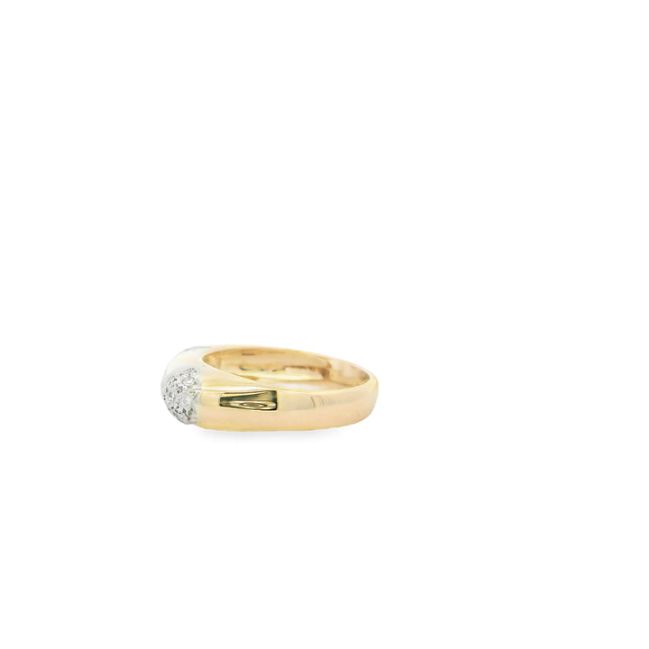 Estate 14K Two Tone Pavé Diamond Fashion Ring set with 16 Round Diamonds, 0.20 ctw
