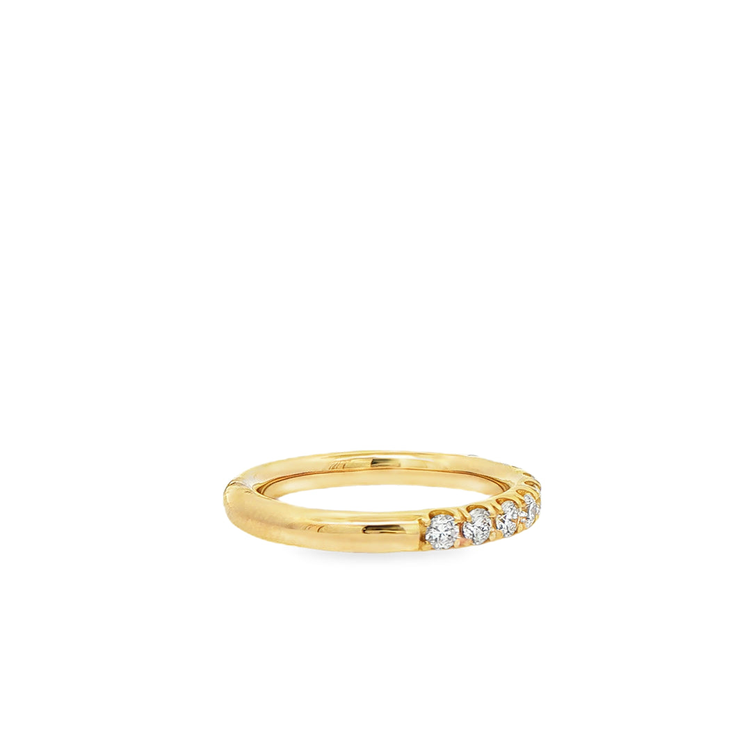 14K Yellow Gold Split Prong Wedding Band set with 11 Round Diamonds, 0.58 ctw