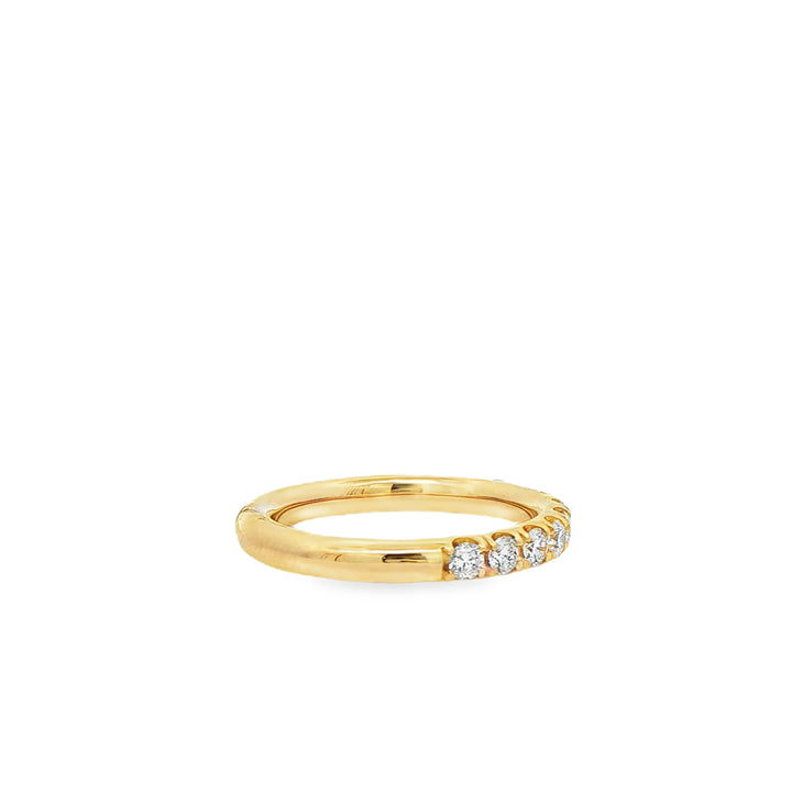 14K Yellow Gold Split Prong Wedding Band set with 11 Round Diamonds, 0.58 ctw