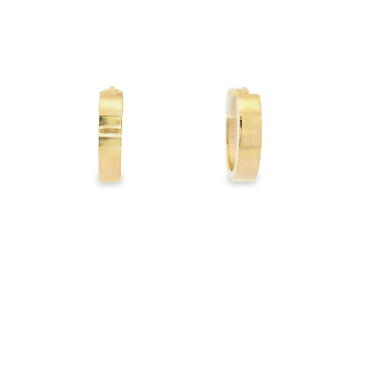 14K Yellow Gold Flat Huggie Earrings