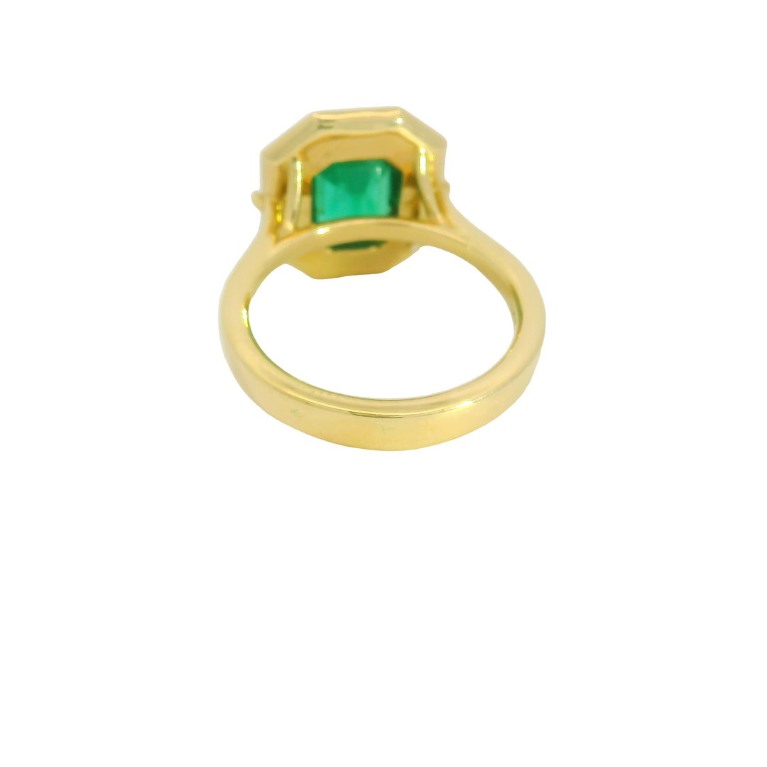 Marthaler Made 14K Yellow Gold Bezel Gemstone Ring set with 1 Emerald total stone weight measures 1.69 ctw.
