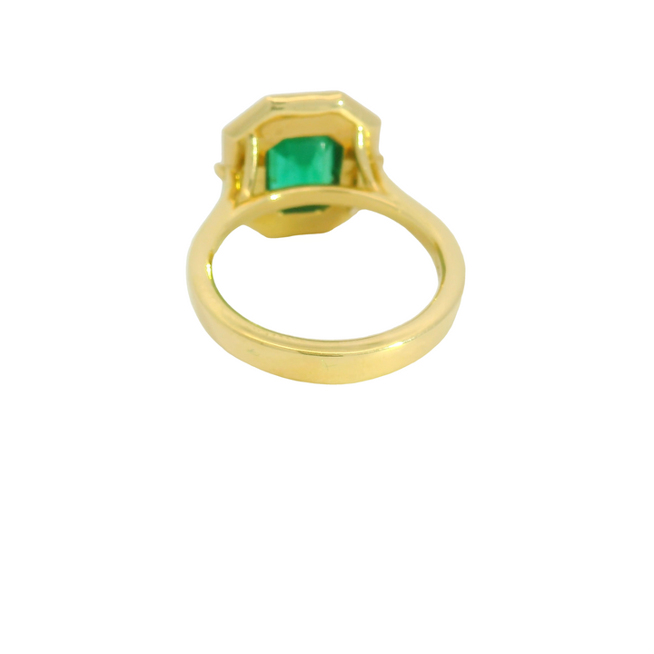 Marthaler Made 14K Yellow Gold Bezel Gemstone Ring set with 1 Emerald total stone weight measures 1.69 ctw.