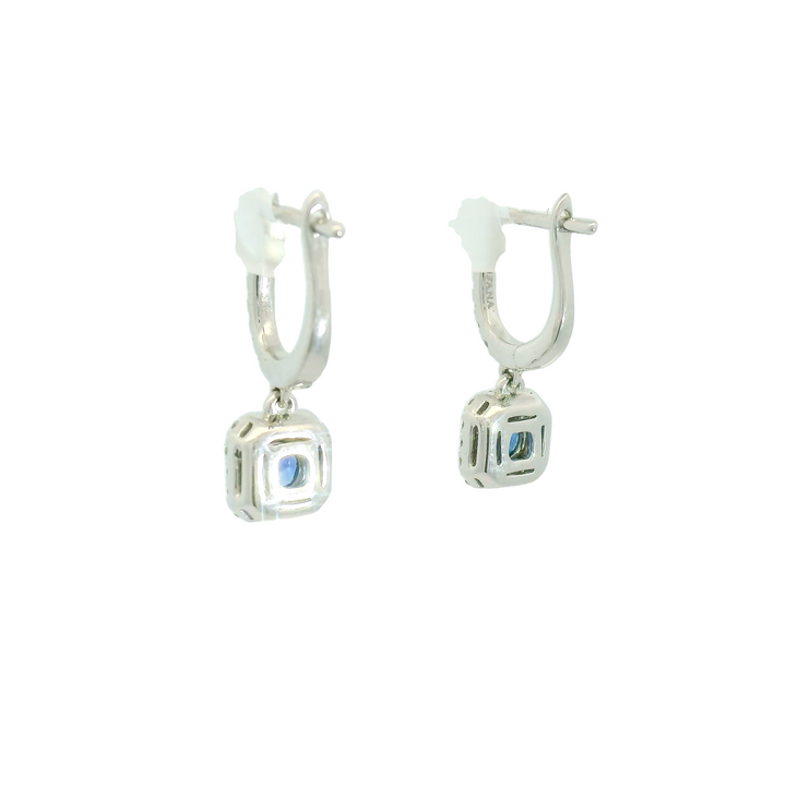 14K White Gold 0.55Ct. Sapphire Dangle Earrings