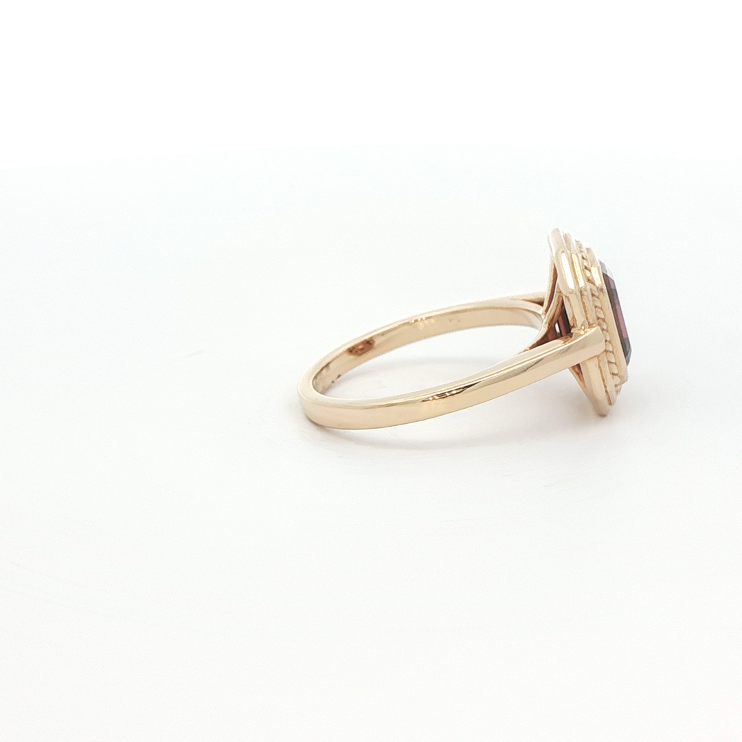 Marthaler Made 14K Yellow Gold Solitaire Ring with 1 Emerald Cut Zircon, 2.79 ct