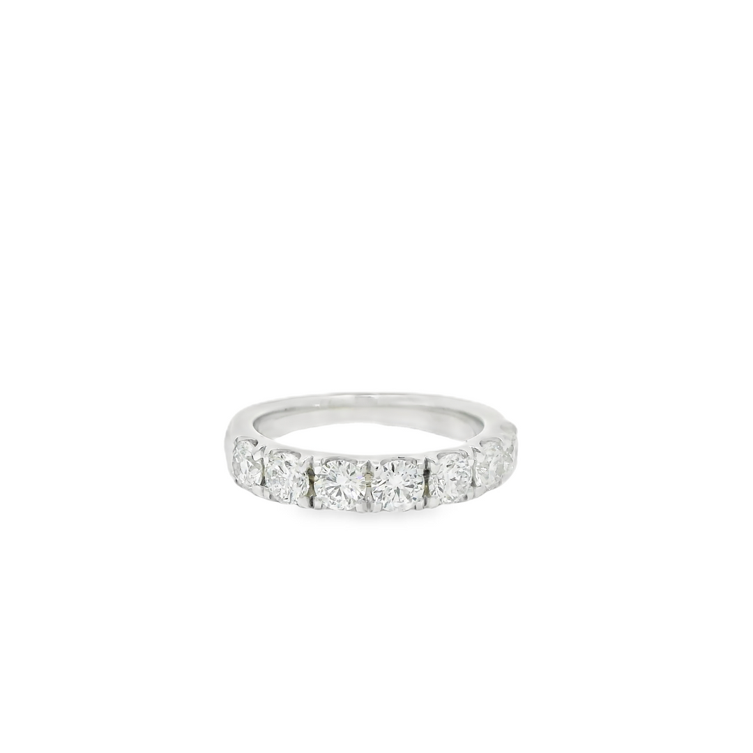 Marthaler Made 14K White Gold Wedding Band set with 7 Round Diamonds, 1.50 ctw