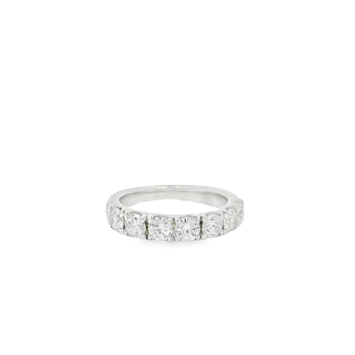 Marthaler Made 14K White Gold Wedding Band set with 7 Round Diamonds, 1.50 ctw
