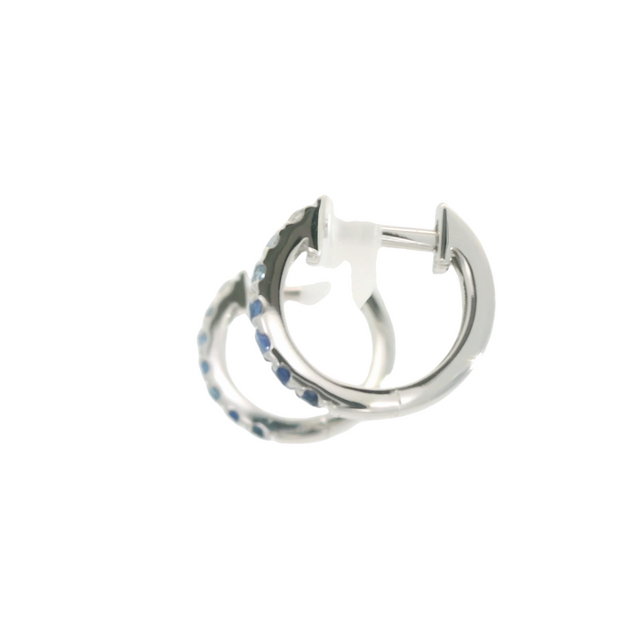 14KG White Gold Sapphire Huggie Earrings