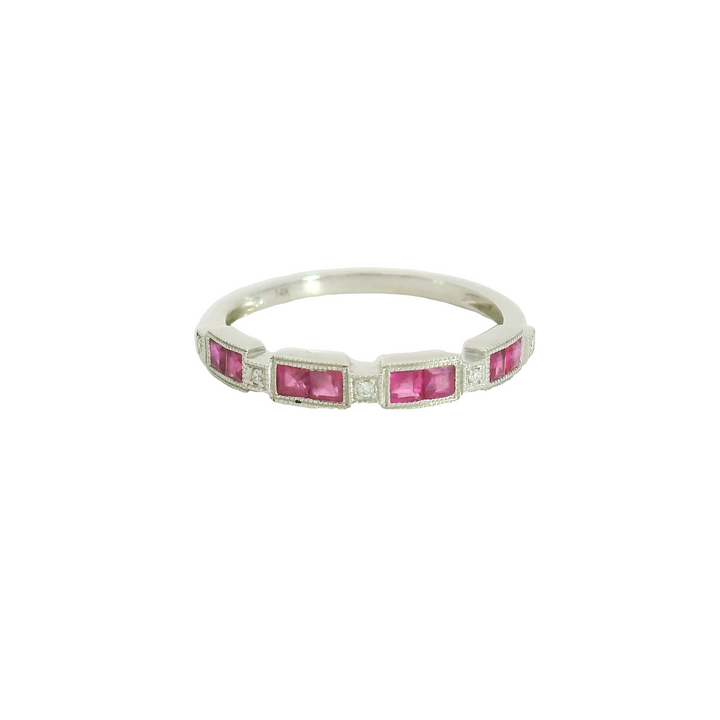 14KG White Gold Rubies Fashion Rings