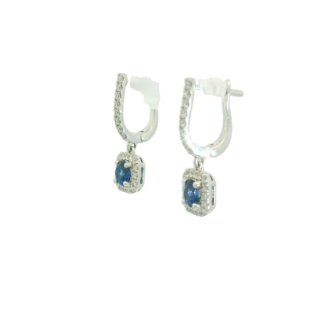 14K White Gold 0.55Ct. Sapphire Dangle Earrings