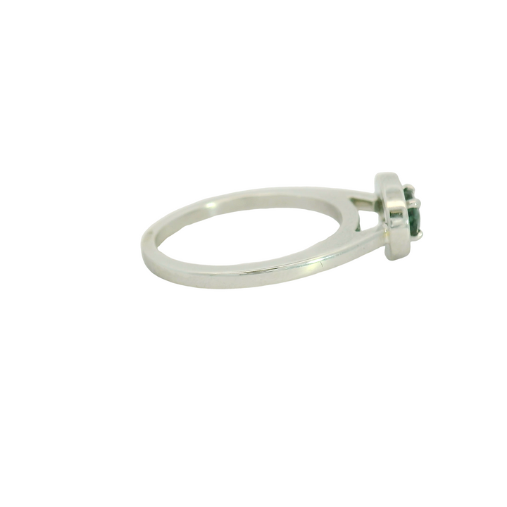 Marthaler Made 14K White Gold Halo Gemstone Ring set with 1 Garnet, 0.51 ctw.  and 16 Round Diamonds 0.08 ctw.,  total stone weight measures 0.59 ctw.
