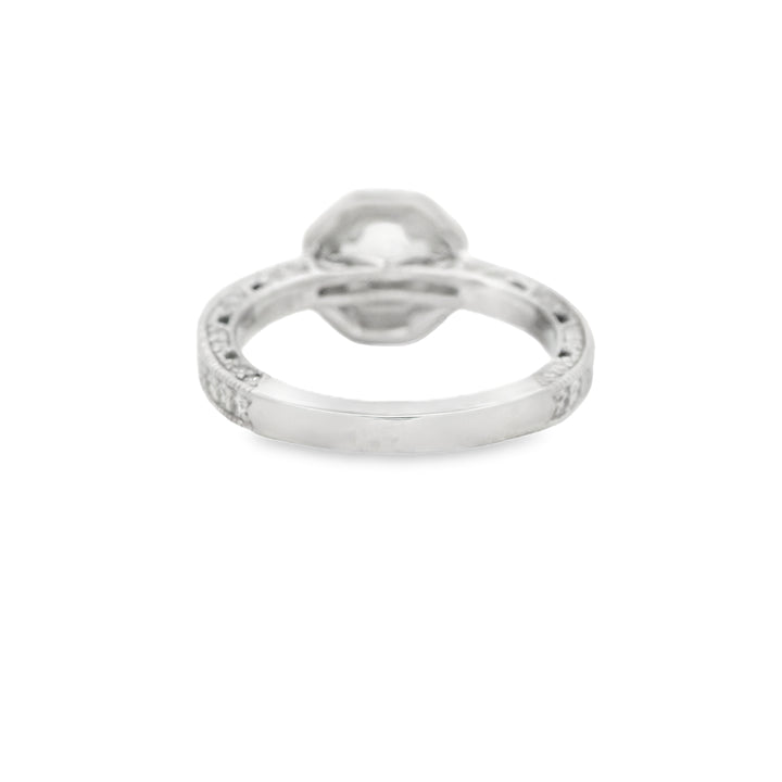 14K White Gold Halo Gemstone Ring set with 1 Round Gray Spinel, 1.43 ct and 74 Round Diamonds, 0.50 ctw