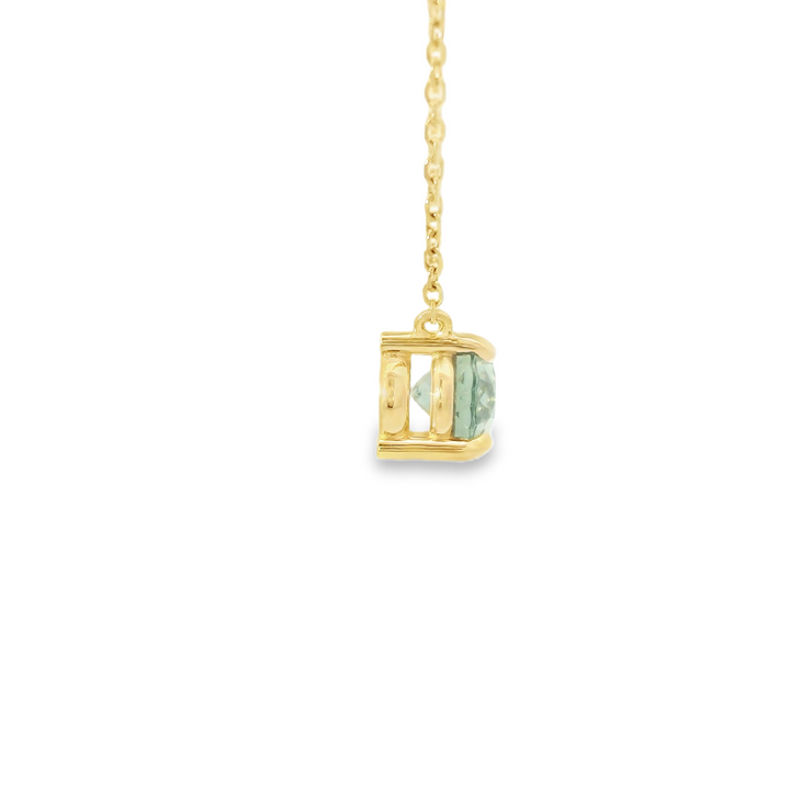 14K Yellow Gold Sapphire Stationary Gemstone Pendant on Chain