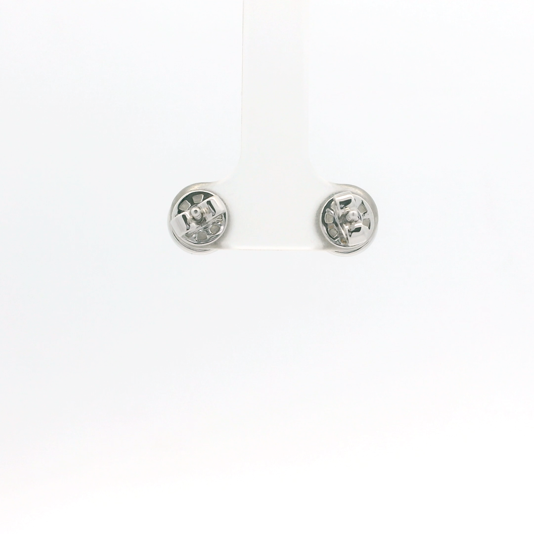 14K White Gold Cluster Stud Earrings set with 46 Round Diamonds, 0.48 ctw