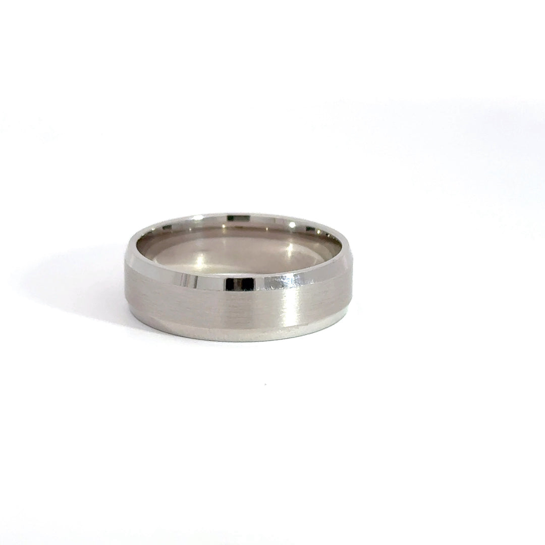 14K White Gold 6.5mm Satin Polished Estate Men's Wedding Band Size 9