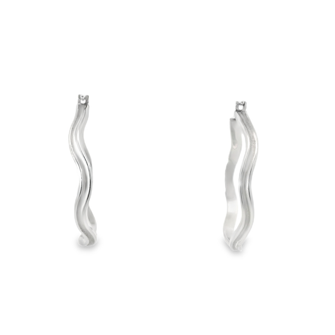 Estate 14KG White Gold Polished Hoop Earrings