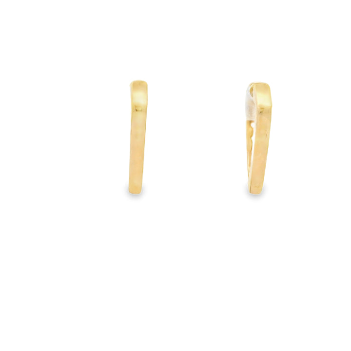 14K Yellow Gold Pointed V Huggie Earrings set with 16 Round Citrines, 0.53 ctw