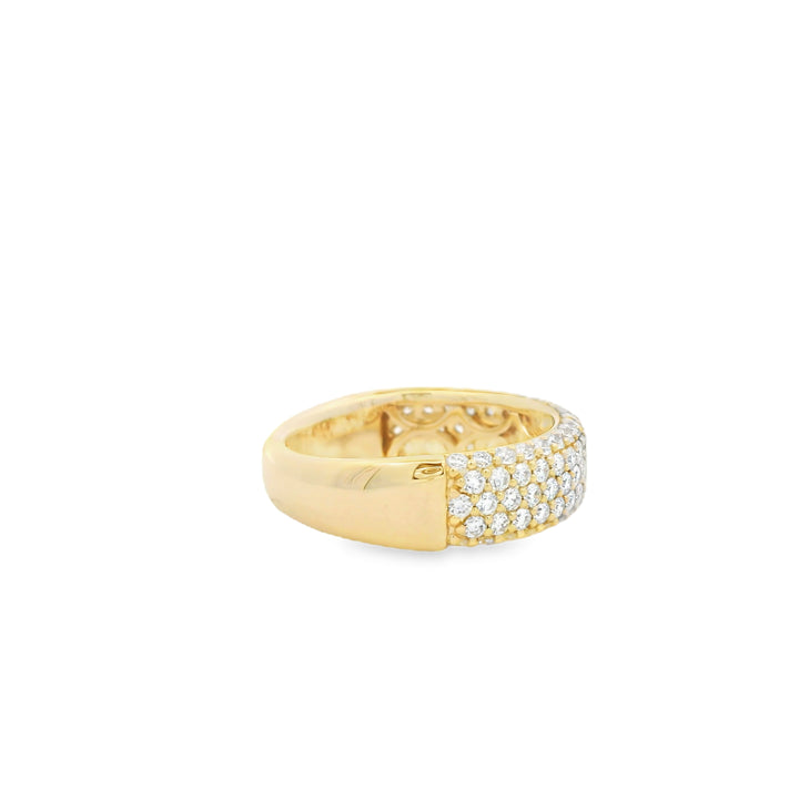 14K Yellow Gold Pavé Diamond Fashion Ring set with 103 Round Diamonds, 1.24 ctw