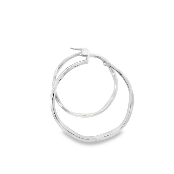 Estate 14KG White Gold Polished Hoop Earrings