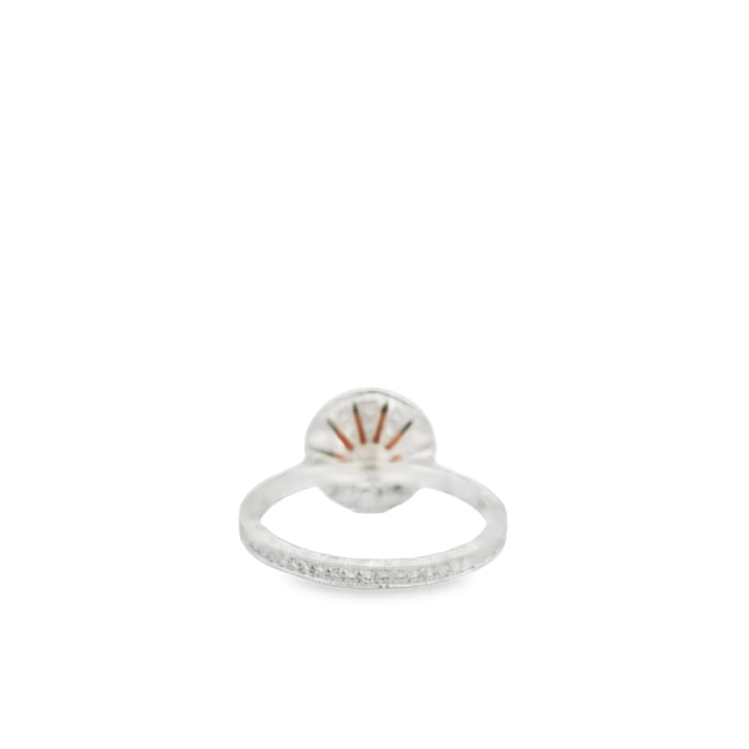 Platinum Halo Gemstone Ring set with 1 Zircon, 2.20 ctw., and 116 Round G/H SI Diamonds, 0.37 ctw., total stone weight measures 2.57 ctw.
