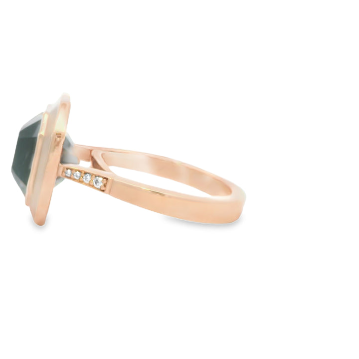 Marthaler Made 14K Rose Gold Bezel set Gemstone Ring set with 1 Spinel total stone weight measures 7.59 ctw.