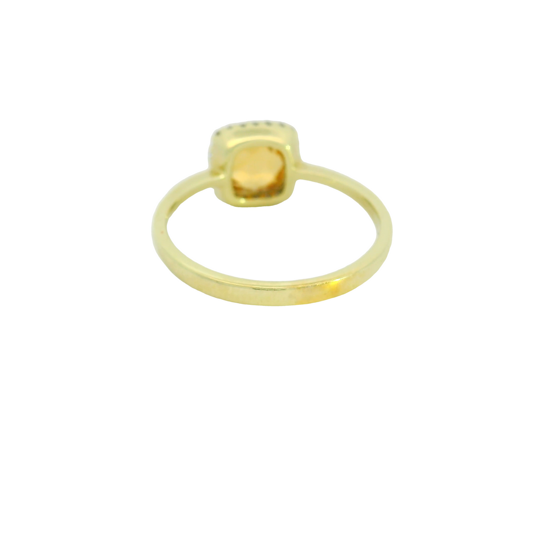 14K Yellow Gold Halo Gemstone Ring set with 1 Citrine, 1.06 ctw. and 24 G/H SI1 Diamonds, 0.06 ctw.