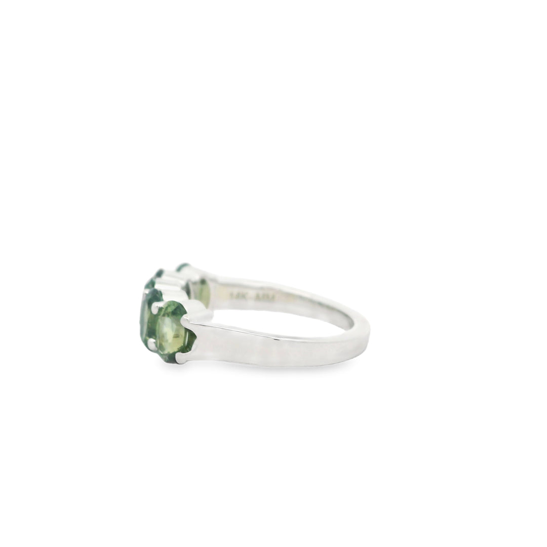 Marthaler Made 14K White Gold Band with 5 Oval Sapphires, 3.25 ctw