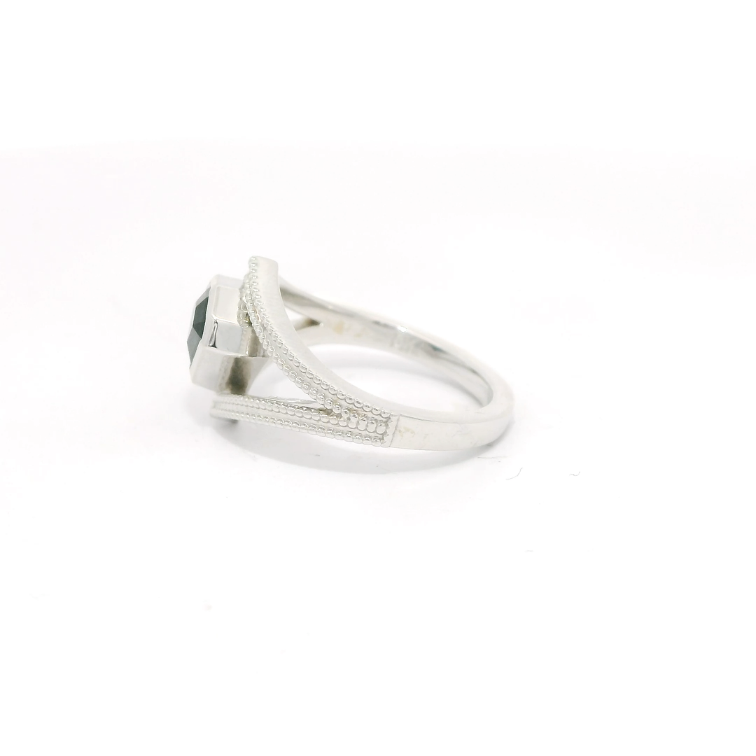 Marthaler Made 14K White Gold Solitaire Gemstone Ring set with Sapphire total stone weight measures 1.34 ctw.