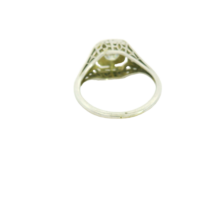 18KG White Gold Estate Vintage Inspired Engagement Ring Total diamond weight for ring measures 0.5 ctw.