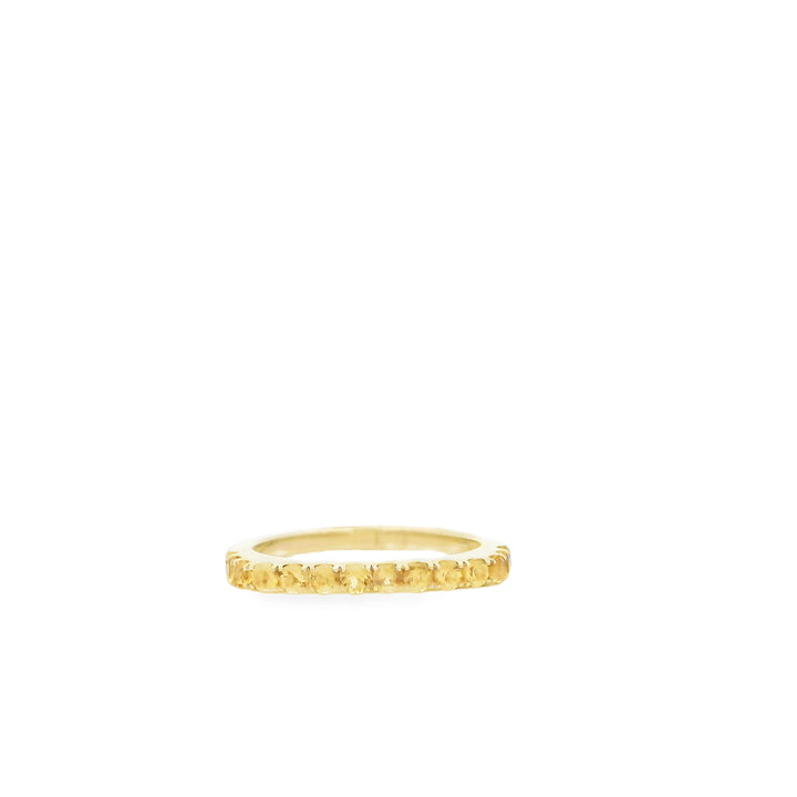 14K Yellow Gold Straight Band with 14 Round Citrines, 0.56 ctw