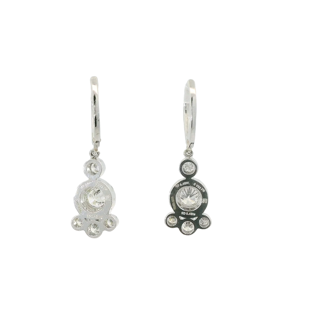 18KG White Gold 0.97 ctw. Diamond Dangle Earrings