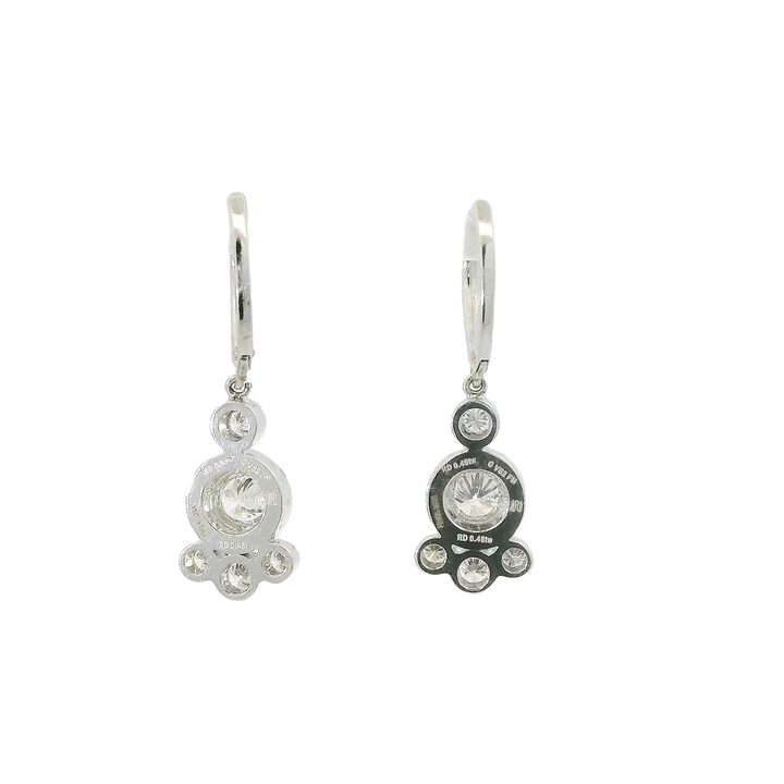 18KG White Gold 0.97 ctw. Diamond Dangle Earrings