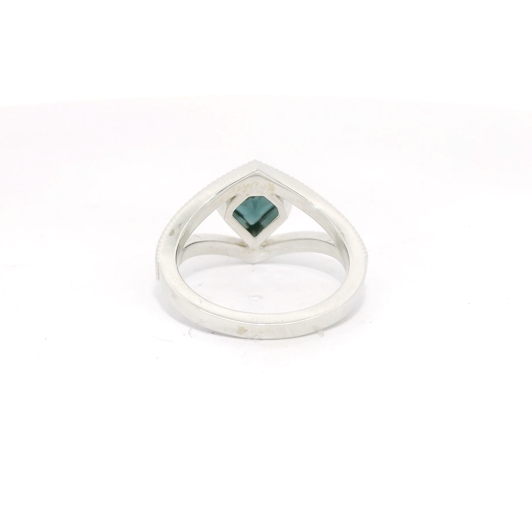 Marthaler Made 14K White Gold Solitaire Gemstone Ring set with Sapphire total stone weight measures 1.34 ctw.