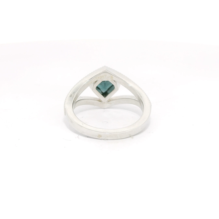 Marthaler Made 14K White Gold Solitaire Gemstone Ring set with Sapphire total stone weight measures 1.34 ctw.