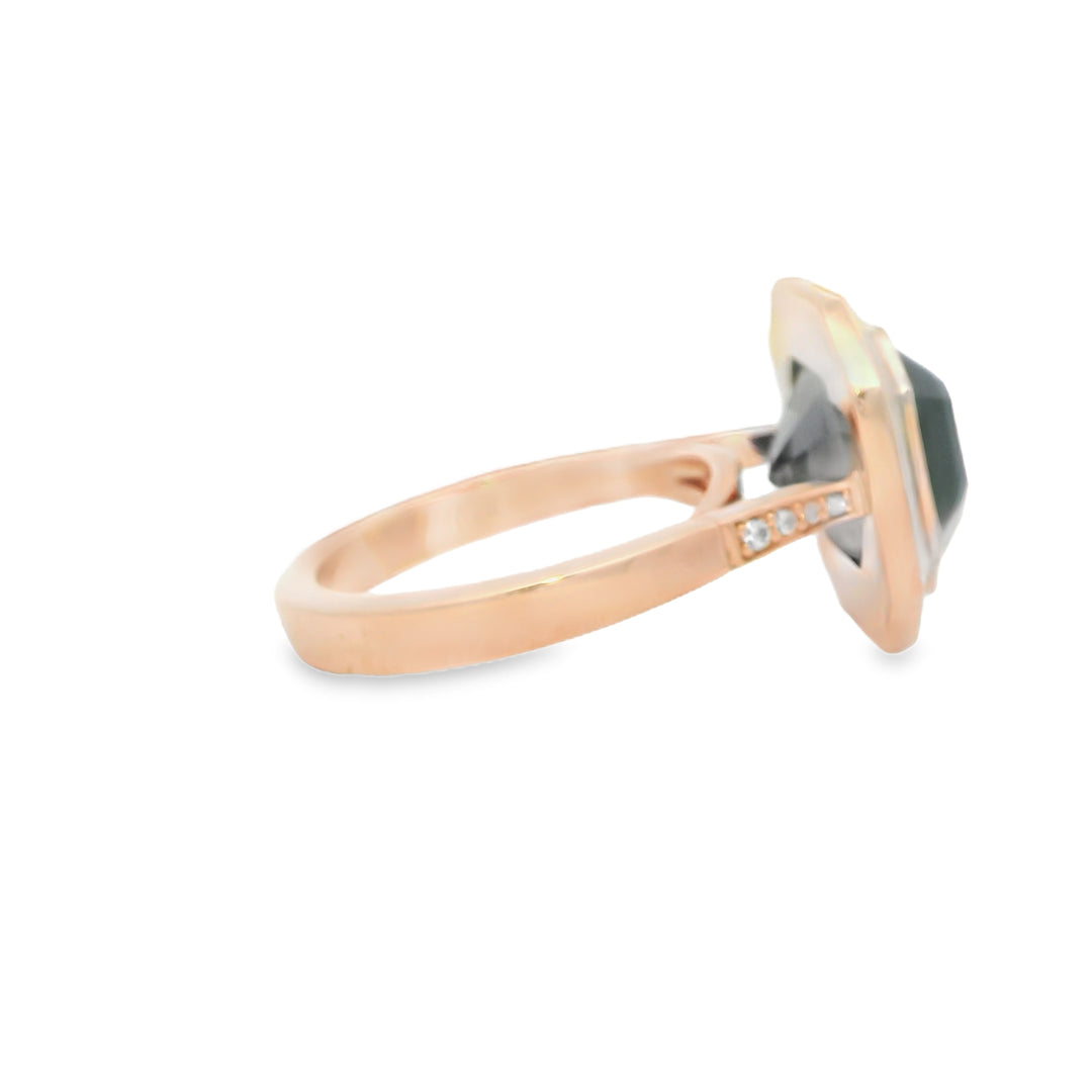 Marthaler Made 14K Rose Gold Bezel set Gemstone Ring set with 1 Spinel total stone weight measures 7.59 ctw.